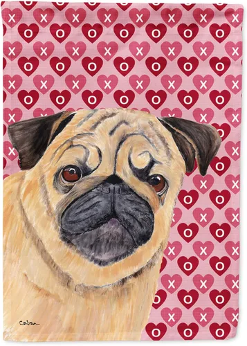 Vista 24 de Caroline's Treasures SS4484GF Bandera de jardín con diseño de bulldog inglés y corazones para el Día de San Valentín, bandera decorativa para patio