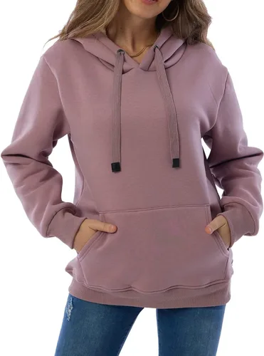 Vista 2 de Gnveub Sudadera casual de invierno con capucha y forro polar Sherpa para mujer, suéter grueso con bolsillos
