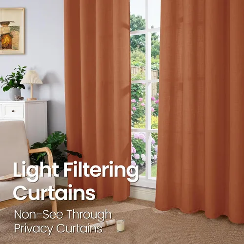 Vista 71 de BGment Cortinas de Lino Beige de 63 Pulgadas de Largo 2 Paneles - Tratamientos para Ventanas con Textura de Arpillera Filtrantes de Luz Cortinas B