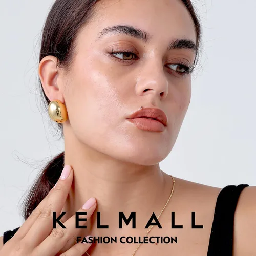 Vista 5 de KELMALL Chunky Gold Hoop Statement Earrings for Women, Thick 18K Gold Plated Open Hoop Lightweight 925 Sterling Silver Post
