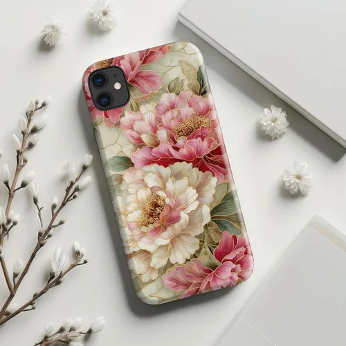 Vista 8 de bemal Funda para iPhone 12 Mini, estética, vintage, floreciente, peonía, concha, femenina, compatible con MagSafe, moderna, única, moderna, moderna