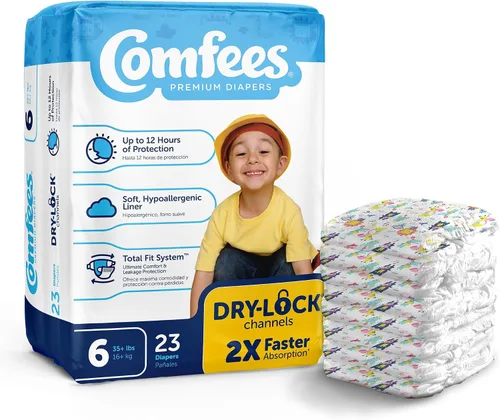 Vista 9 de Comfees Pañales de bebé prémium con sistema de ajuste total para niños y niñas, talla 5, 27 unidades, CMF-5