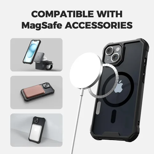 Vista 5 de RAPTIC Funda magnética Air para iPhone 15, funda protectora transparente a prueba de golpes, grado militar probada para caídas de 10 pies, funda