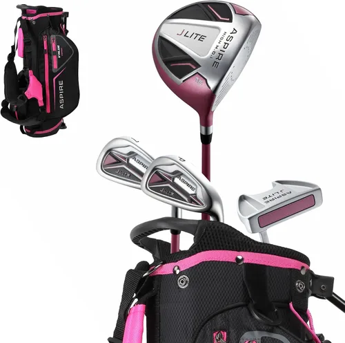 Vista 9 de Aspire X-Lite Super Performance Junior Golf Club Set - Right-Handed Kids Golf Set with Driver, Hybrid, 7 Iron, Putter, Stand Bag & Headcovers
