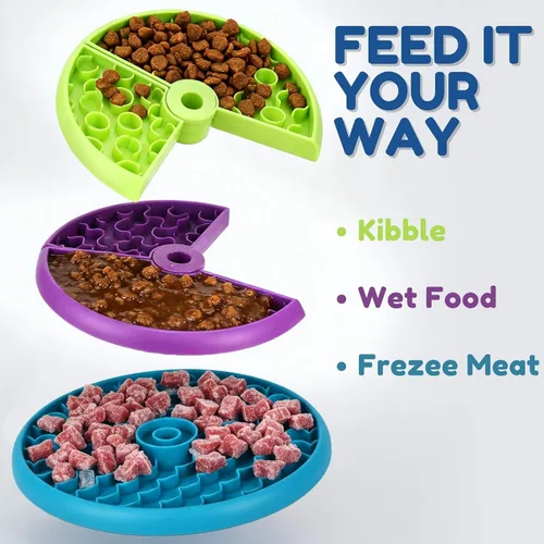 Vista 3 de SOLDAY Cuenco para perros de 3 capas con rompecabezas interactivo con base antideslizante, espátula y alfombrilla para lamer cepillo para reducir