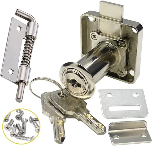 Vista 11 de Cerradura de seguridad pesada para armario con llaves (con llave similar), puerta doble individual, uso general, se adapta a paneles de madera