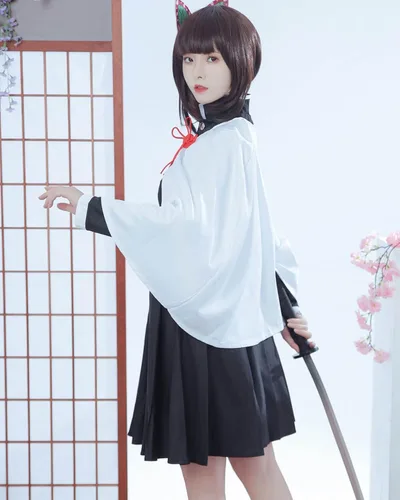 Vista 3 de Nuoqi Zentisu Tanjiro Cosplay - Disfraz de Giyuu Tomioka para adultos, disfraz de anime Shinobu para Halloween