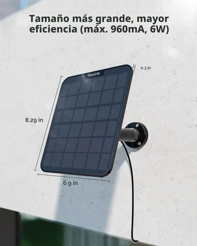 Vista 3 de Reolink Panel solar de 6 W, fuente de alimentación solar sin parar para todas las cámaras de batería inalámbricas al aire libre, compatible