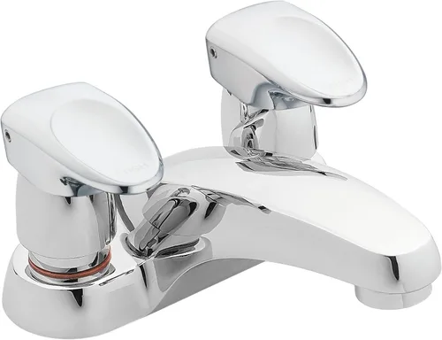 Vista 5 de Moen Grifo de baño con dosificación central de dos manijas de cromo comercial M-PRESS de 4 pulgadas, 8886