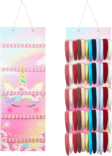 Vista 16 de Tudomro Soporte Colgante para Diademas para Niñas Organizador de Accesorios de Cabello de Felpa con 60 Bandas Elásticas Soporte para Lazos