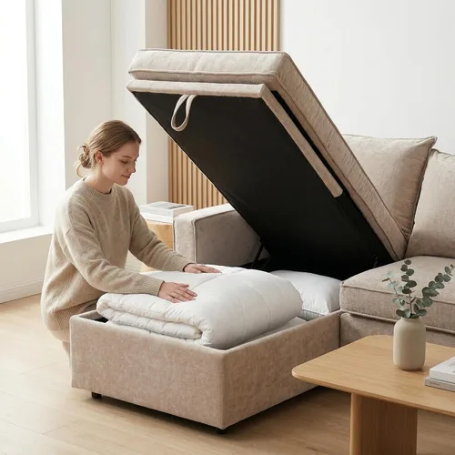 Vista 5 de HIPIHOM 81" Sofa Bed – Sleeper Couch with Storage, Mocha