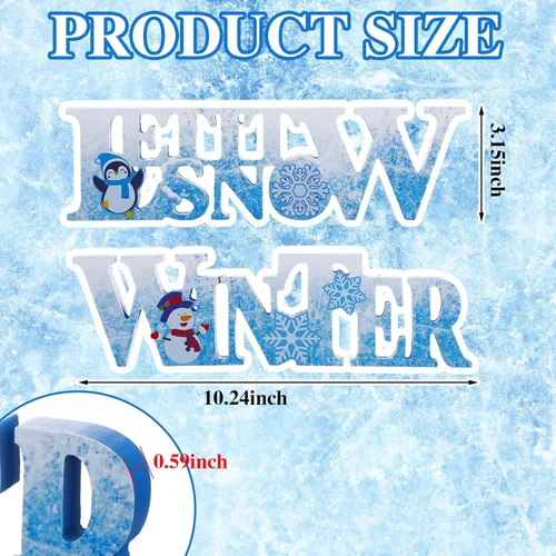 Vista 2 de Jetec 2 Piezas Invierno LED Copos de Nieve Centro de Mesa de Nieve Muñecos de Nieve Madera Señal Iluminada Adorno para Decoración de Bandeja