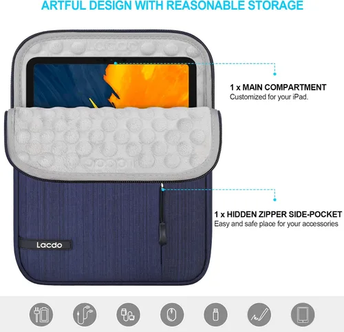 Vista 4 de Lacdo Funda para iPad mini 7, estuche para iPad mini 7 (A17 Pro)/6/5/4/3/2, Samsung Galaxy Tab A7 Lite de 8,7" / Galaxy Tab A de 8,0", funda Azul