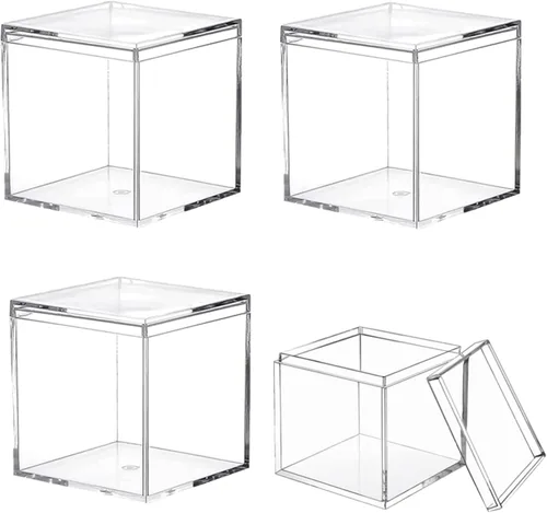 Vista 13 de KissYou Caja Pequeña de Acrílico con Tapa Cajas de Caramelo Transparentes para Exhibición Decoración de Fiesta Cubo Cuadrado de Plástico