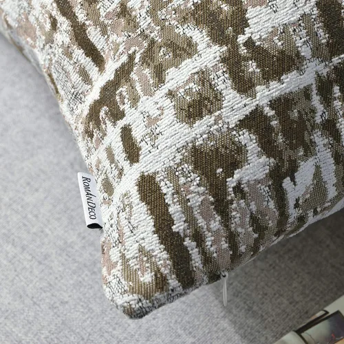Vista 4 de Fundas de Cojines Decorativos de Jacquard para Sofá, Juego de 2, 18x18 Pulgadas, Marrón