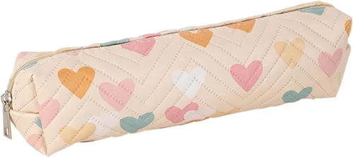 Vista 7 de Pequeña bolsa de lápiz lindo maquillaje corazón pluma bolsa mujer oficina papelería Comestic bolsa Azul