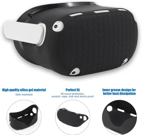 Vista 7 de VR Accessories Suitable for Oculus Quest 2VR Controller Grips CoverVR Shell CoverVR Facial Vent Interface Bracket Accessories 3-in-1 SetBlack8Pcs Set