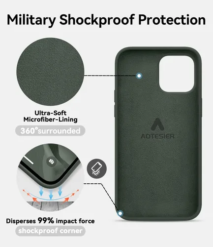 Vista 5 de AOTESIER Funda magnética para iPhone 13 Pro Max, compatible con MagSafe, protección militar a prueba de golpes, funda de silicona con forro de Verde