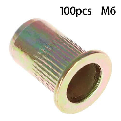 Vista 2 de 100 piezas M6 Kit de tuercas remachadoras Kit surtido de tuercas de remache cabeza plana roscada tuerca de inserción