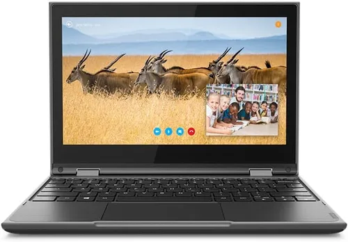 Vista 2 de Lenovo 300e - Netbook con pantalla táctil de 11.6", Windows 11, Intel Quad-Core N5030, 8 GB de RAM, SSD de 128 GB, negro (renovado)