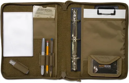 Vista 8 de Cubierta táctica de 3 anillas para papel de 5.5 x 8.5, funda de carpeta de administración de campo militar, con cremallera Cubierta en negro