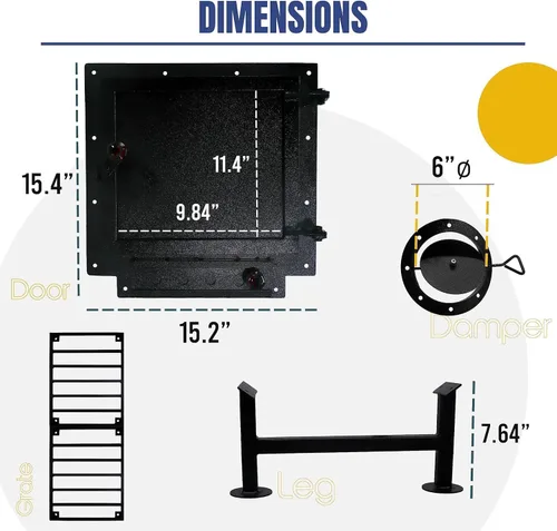 Vista 2 de Barrel Woodstove Kit for 30-55 Gallon Barrel, 55G Burn Barrel