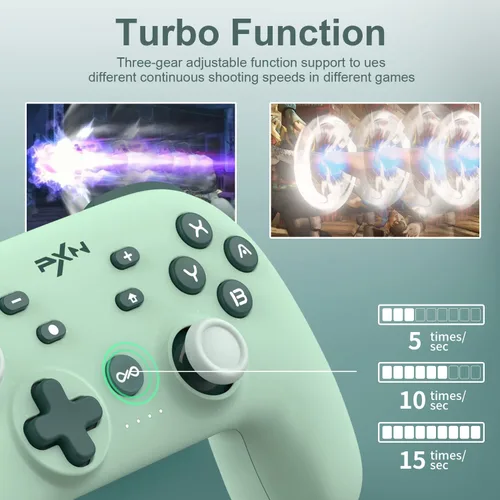 Vista 6 de PXN Wireless Switch Controller for Nintendo Switch Lite OLED iOS 16 Version Only with APP NFC Turbo Screenshot Gyro Axis Vibration Programmable