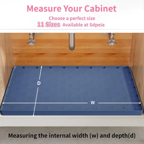 Vista 9 de Sdpeia - Tapete para debajo del fregadero, tapete impermeable de silicona mejorado, para proteger los gabinetes de cocina, organizadores y alacenas