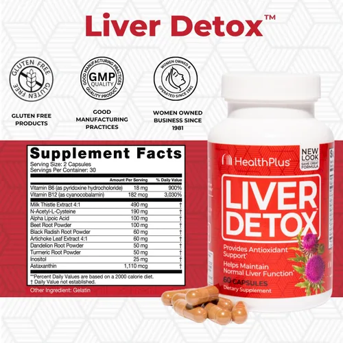 Vista 2 de Health Plus Cápsulas de desintoxicación hepática, 60