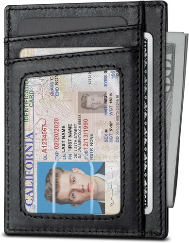 Vista 2 de SERMAN BRANDS RFID Blocking Slim Minimalist Mens Front Pocket Wallet. Thin Card Holder. Full Grain Leather Wallets for Men