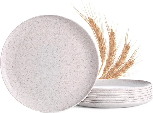 Vista 12 de MISS BIG Platos de paja de trigo de 25 cm, juego de 4 platos de plástico reutilizables, platos de cena para niños y adultos, aptos para lavavajillas