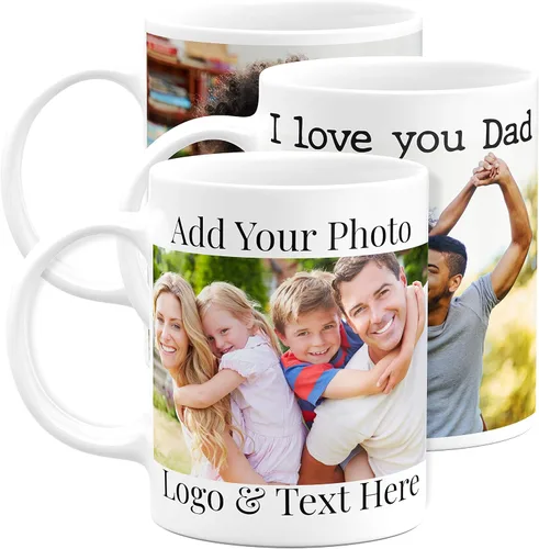 Vista 17 de Tazas de café con foto personalizada, 11 onzas, color negro con imagen, texto, regalos personalizados, taza de cerámica personalizada, grandes