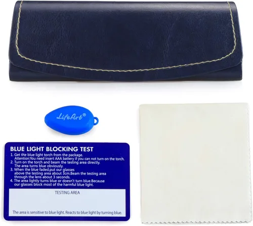 Vista 3 de LifeArt Funda rígida para gafas, funda portátil para gafas de sol, funda de piel sintética de moda, ligera