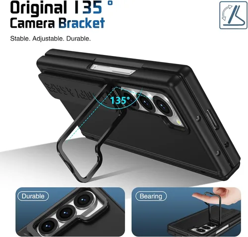 Vista 6 de Correa de muñeca para Samsung Galaxy Z Fold 5, protector de pantalla integrado, protección de bisagra, soporte de cámara, diseño de pulsera