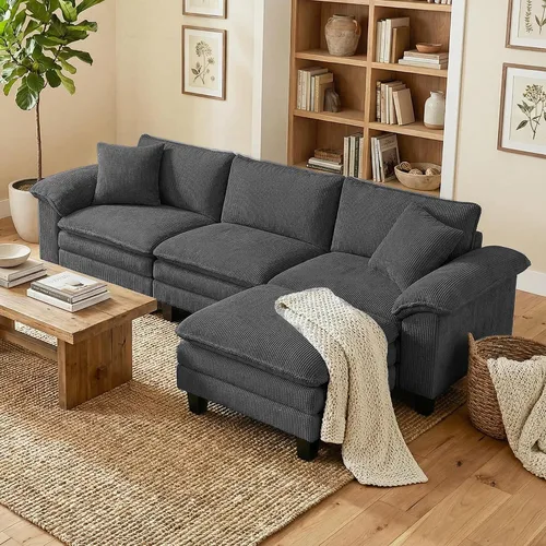Vista 10 de HOMCOM - Sofá modular seccional, sofá de nube de gran tamaño de 124 pulgadas, color beige