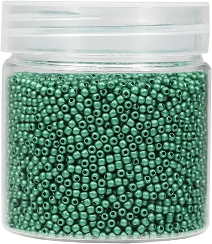 Vista 28 de Bala&Fillic Tamaño casi uniforme Cuentas de semillas redondas de color verde ejército de 2 mm Aproximadamente 10000 piezas/110 gramos en caja