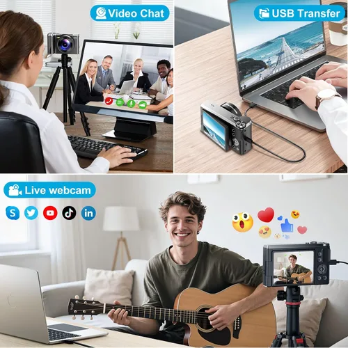 Vista 6 de Cámara digital 4K de 56 MP para fotografía, viajes y regalo Negro