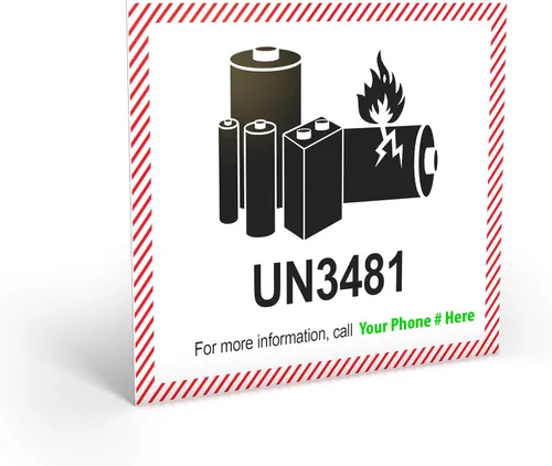 Vista 10 de Etiquetas adhesivas para baterías de iones de litio, etiquetas adhesivas grandes de 4.375 x 4.75 pulgadas, fabricadas en los Estados Unidos