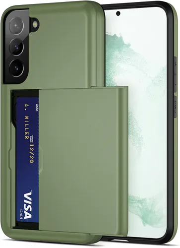 Vista 11 de Jiunai Funda para Samsung Galaxy S22 con tarjetero para 2 tarjetas de identificación, licencia de crédito, tarjetero deslizante, cubierta de doble