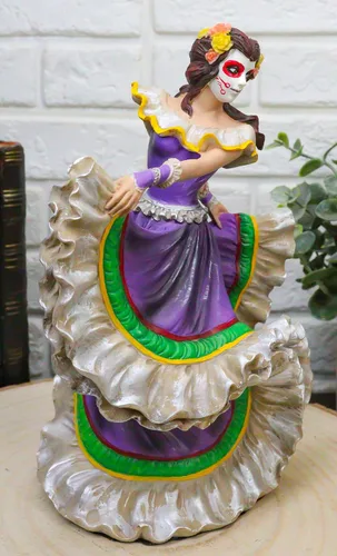 Vista 8 de Ebros Gift Dia De Los Muertos Día de los Muertos Vestido Púrpura Tradicional Estatua De Bailarín Calavera De Azúcar Vivas Calacas Celebración Osario
