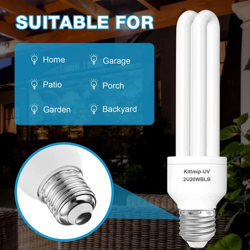 Vista 4 de 2 bombillas de repuesto tipo 2U E27 20W compatibles con Homesuit, Keuomy, Yluces, Yissvic, Powify y otros modelos Bug Zapper