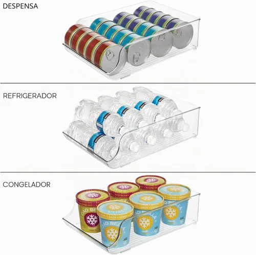 Vista 6 de Organizador de botellas de agua iDesign para refrigerador o despensa - Transparente - Fabricado en EE. UU Para nevera o despensa, transparente