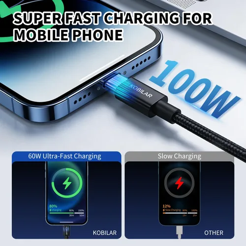 Vista 2 de Cable USB C a USB C, carga súper rápida de 100 W 5 A, PD 3.0, tipo C a tipo C, paquete de 5 (5 pies), para iPhone 17/16 Pro Max, iPad Pro, Samsung