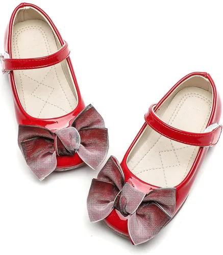 Vista 2 de Komfyea Zapatos de vestir planos de ballet con lazo para niña pequeña