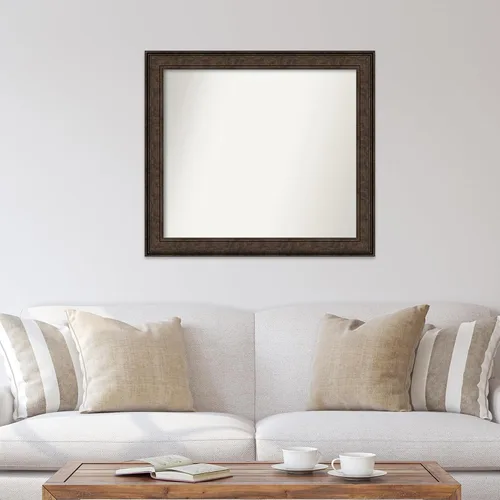 Vista 456 de Amanti Art Espejo de pared personalizado no biselado (25 x 25 pulgadas), marco de bronce acentuado, varios tamaños personalizados, espejo de baño
