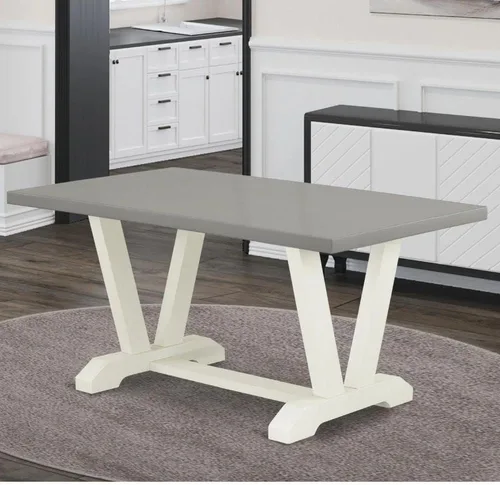 Vista 21 de East West Furniture VT026 Mesa de comedor estilo V – una mesa de cocina rectangular con patas elegantes, 36 x 60 pulgadas, multicolor