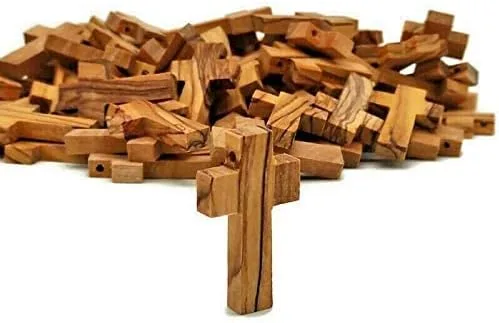 Vista 5 de Hand Made Cruz de madera de olivo de Jerusalén Tierra Santa para collar