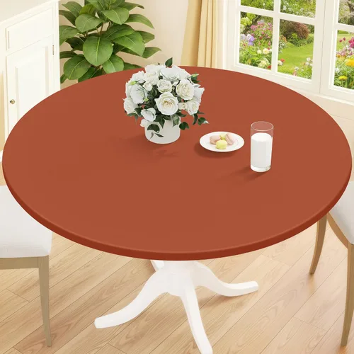 Vista 29 de Smiry Mantel redondo de pícnic, fundas de mesa elásticas impermeables para mesas de 18 a 24 pulgadas, manteles de vinilo con parte trasera