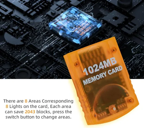 Vista 7 de Tolesum Memory Card 1024MB16344 Blocks 8 Data Areas for Gamecube and Wii Console Orange 1024MB