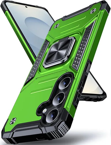 Vista 60 de DASFOND Diseñada para funda Galaxy S8 con soporte, anillo metálico giratorio mejorado de 360°, soporte kickstand de grado militar, resistente a